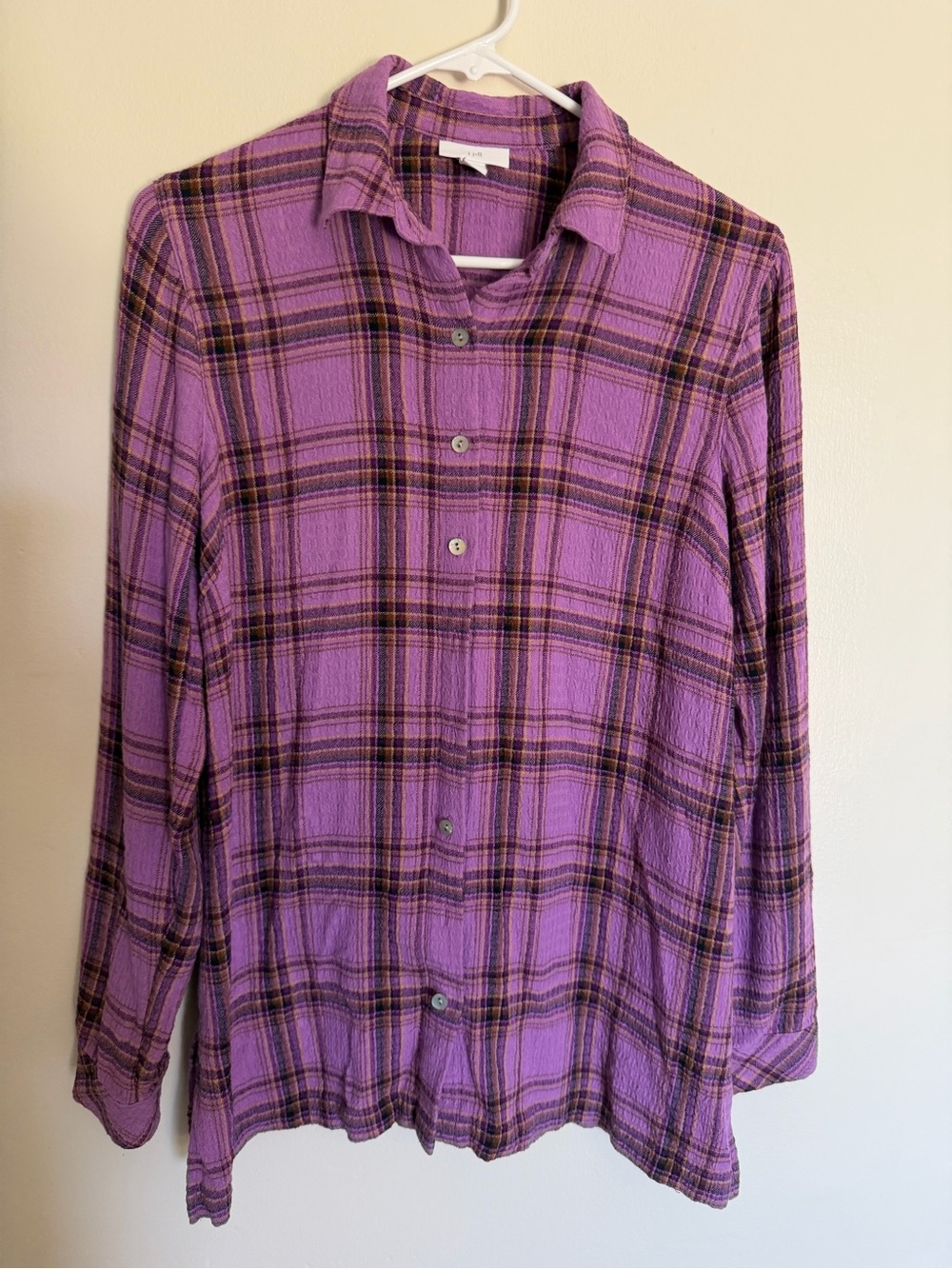 J. Jill Purple Plaid Long-Sleeve Button-Down Shirt